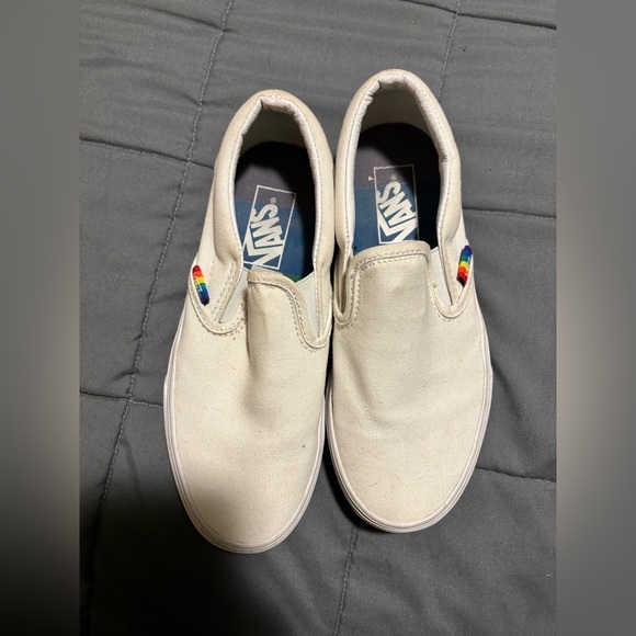 Vans Shoes - White Rainbow Vans Classic Slip-ons